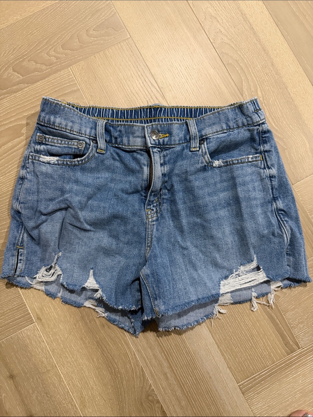 aerie Distressed Light Blue Denim Jean Shorts